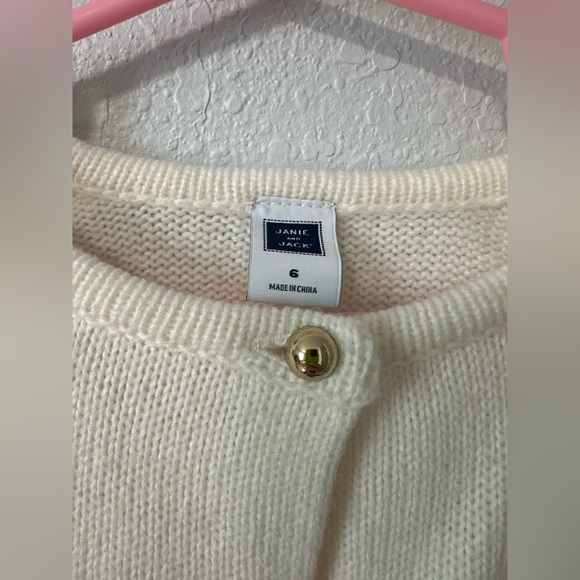 Janie and jack girls ivory Tartan Bow Cardigan sweater sz 6T - Picture 4 of 4